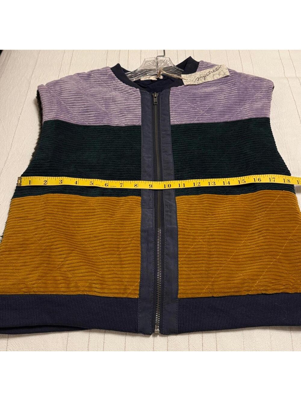 Mystree Bohemian Color Block Corduroy Fleece Vest Women's Small Boho Western - Picture 4 of 5